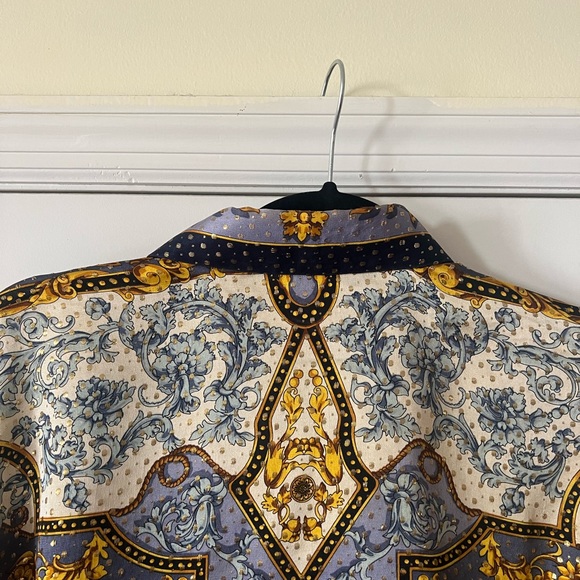 VINTAGE SETA PER UOMO MENS SILK METALLIC L/S SHIRT SIZE MEDIUM - Picture 4 of 10